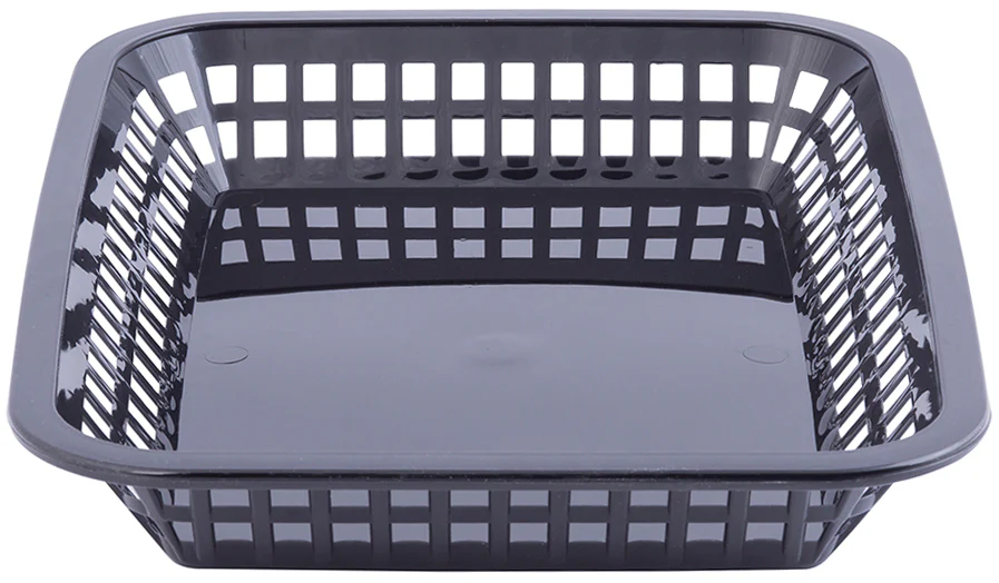 TableCraft C1077BK Grande Plastic Rectangular Platter Basket 10-3/4" x 7-3/4" x 1-1/2" - Black - 12/Case - Image 4