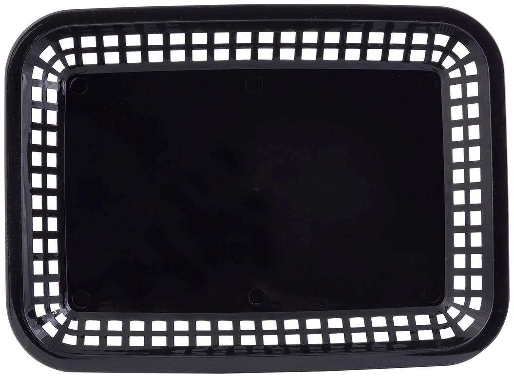 TableCraft C1077BK Grande Plastic Rectangular Platter Basket 10-3/4" x 7-3/4" x 1-1/2" - Black - 12/Case - Image 5