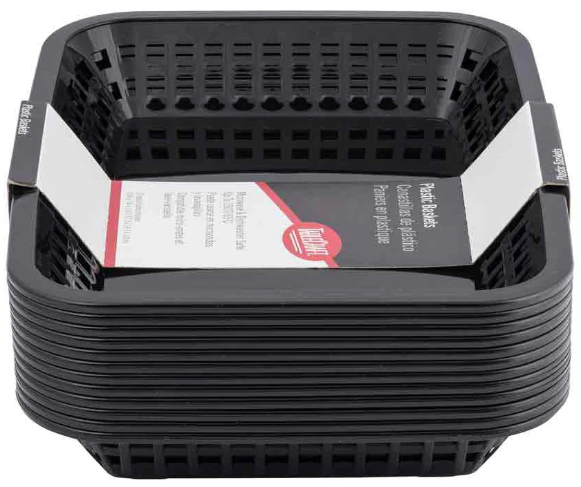 TableCraft C1077BK Grande Plastic Rectangular Platter Basket 10-3/4" x 7-3/4" x 1-1/2" - Black - 12/Case - Image 9