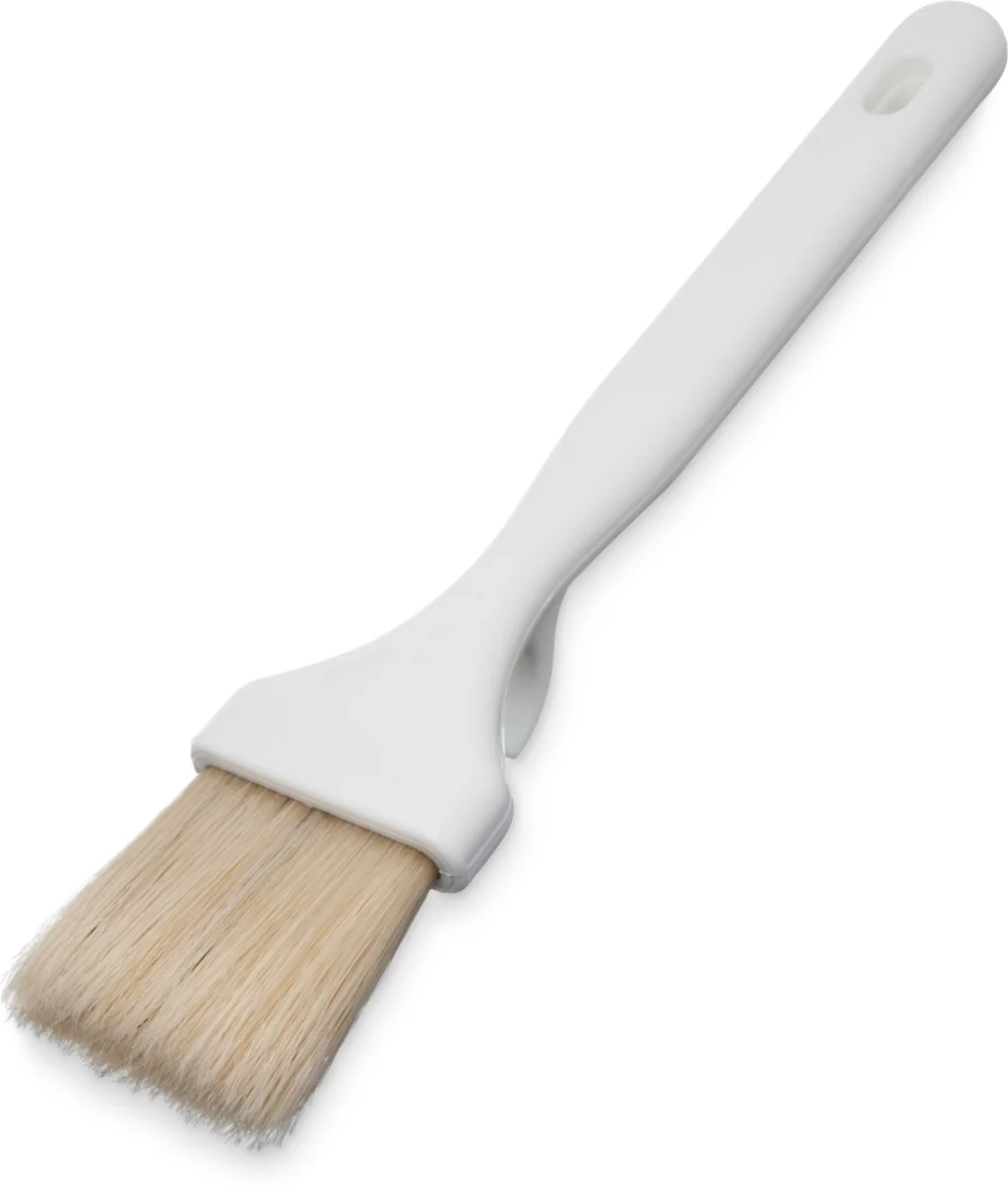 Carlisle 4037800 Sparta Meteor Flat Pastry / Basting Brush with 2"W Boar Bristles & Plastic Handle with Hook - White