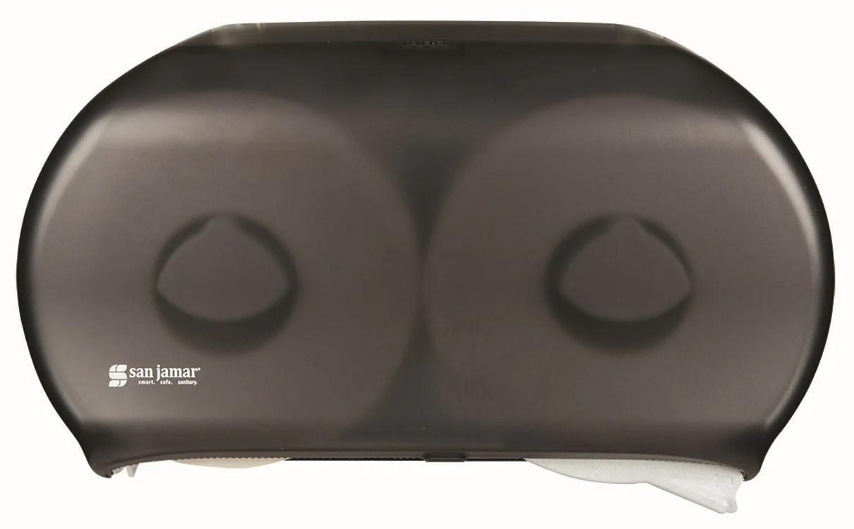 San Jamar R4000TBK Twin JBT Classic Bath Tissue Dispenser - Translucent Black Pearl - Holds (2) 9" Jumbo Rolls
