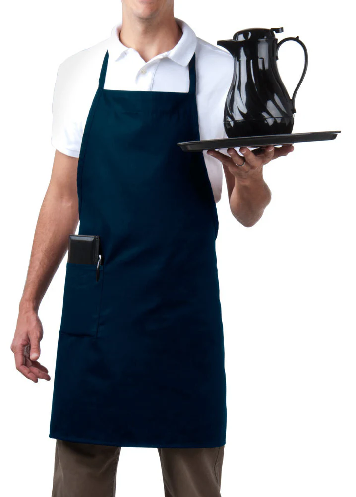 Chef Revival 601BAC-NV Full Length Bib Apron with 1 Pocket 34"L x 28"W - Navy Blue