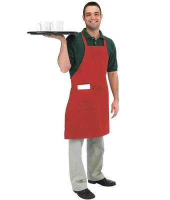 Chef Revival 601BAC-RD Full Length Bib Apron with 1 Pocket 34"L x 28"W - Red - Image 2