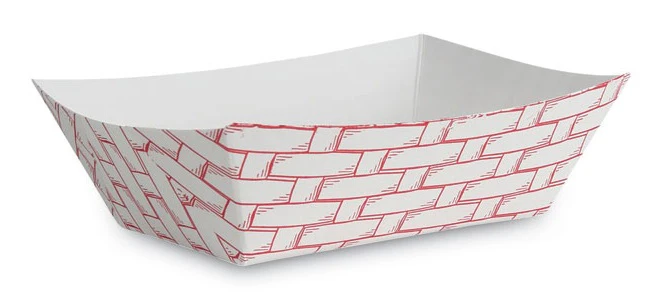 Boardwalk BWK30LAG100 Red/White Paper Food Boat Tray 1 lb. Capacity - 1000/Case