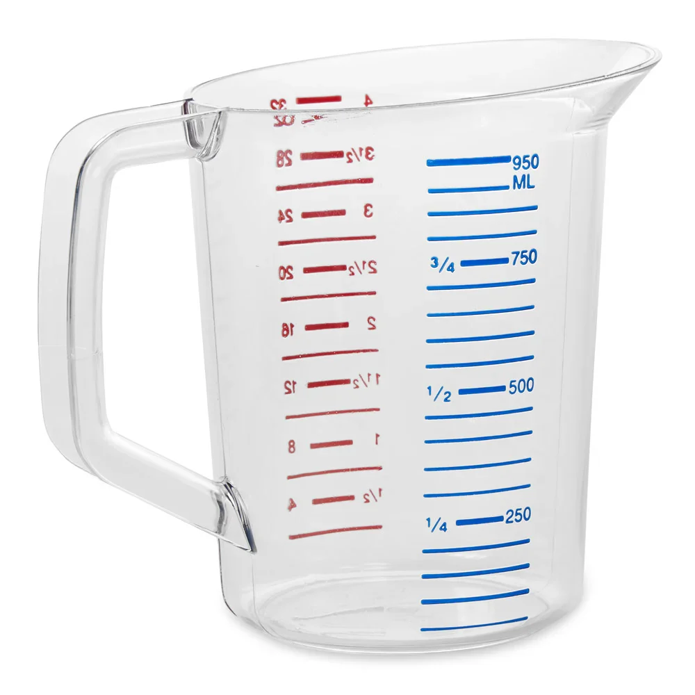 Rubbermaid FG321600CLR Bouncer Polycarbonate Plastic Measuring Cup - 1 Qt. - Clear - Image 2