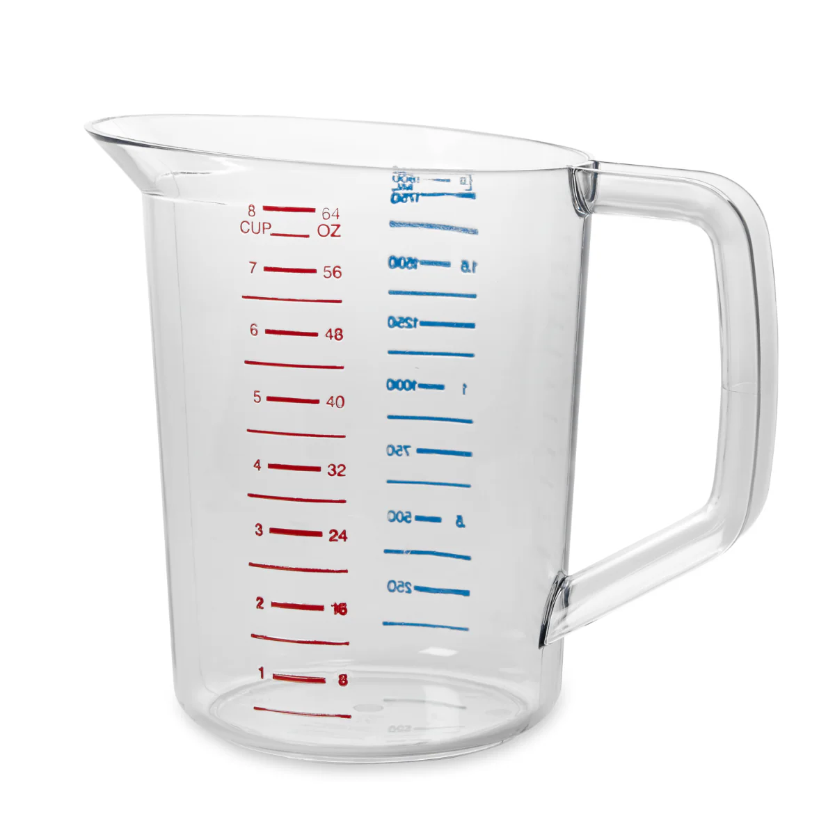 Rubbermaid FG321700CLR Bouncer Polycarbonate Plastic Measuring Cup - 2 Qt. - Clear