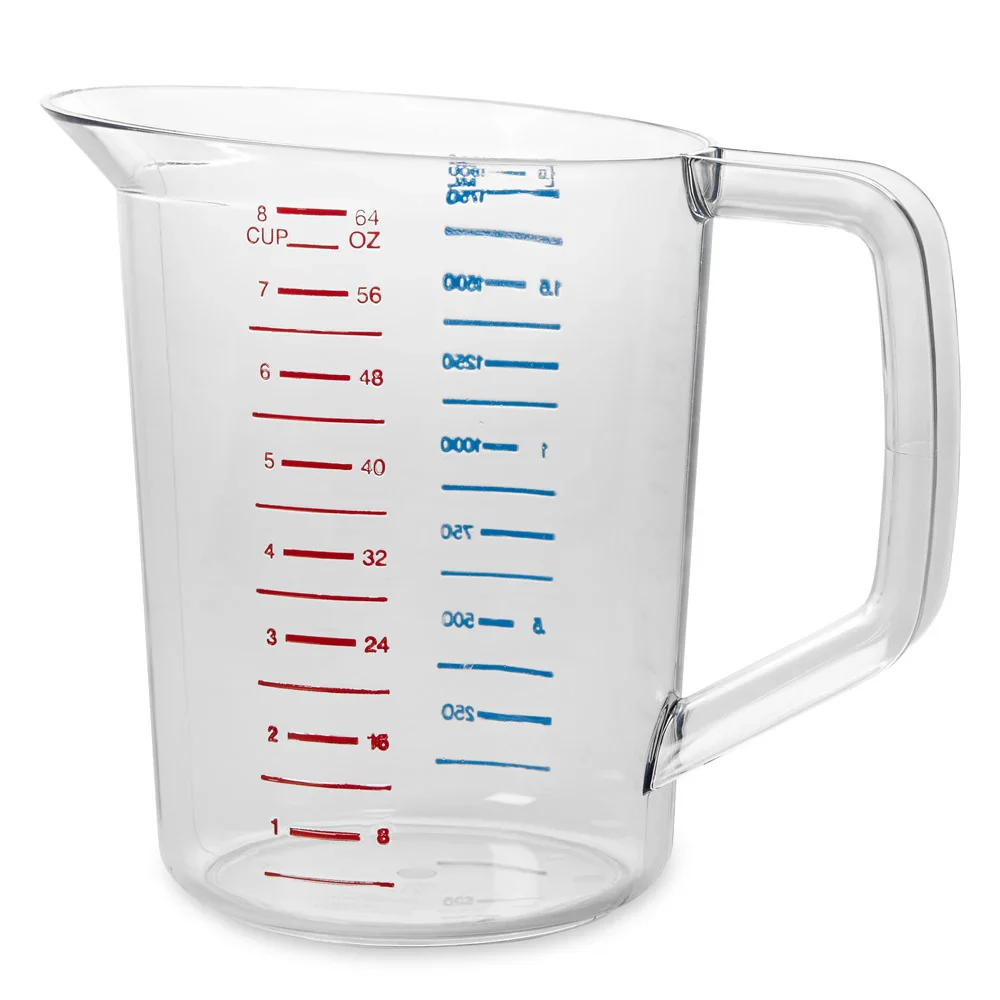 Rubbermaid FG321700CLR Bouncer Polycarbonate Plastic Measuring Cup - 2 Qt. - Clear - Image 2