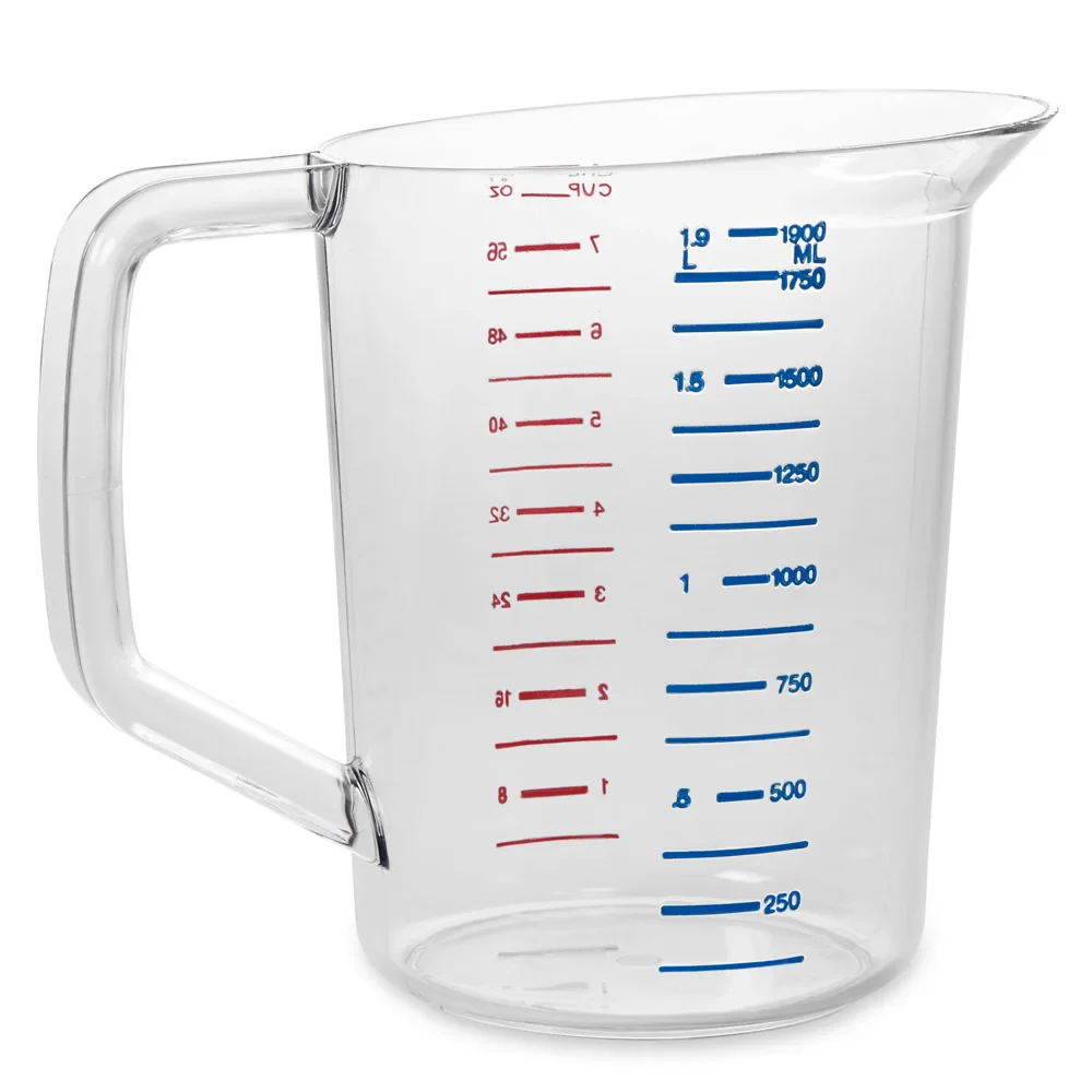 Rubbermaid FG321700CLR Bouncer Polycarbonate Plastic Measuring Cup - 2 Qt. - Clear - Image 3
