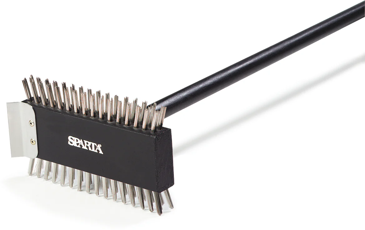 Carlisle 4029000 Sparta Broiler Master Grill Brush & Scraper with Stainless Steel Bristles and Wood Handle 30-1/2" OAL - Image 8