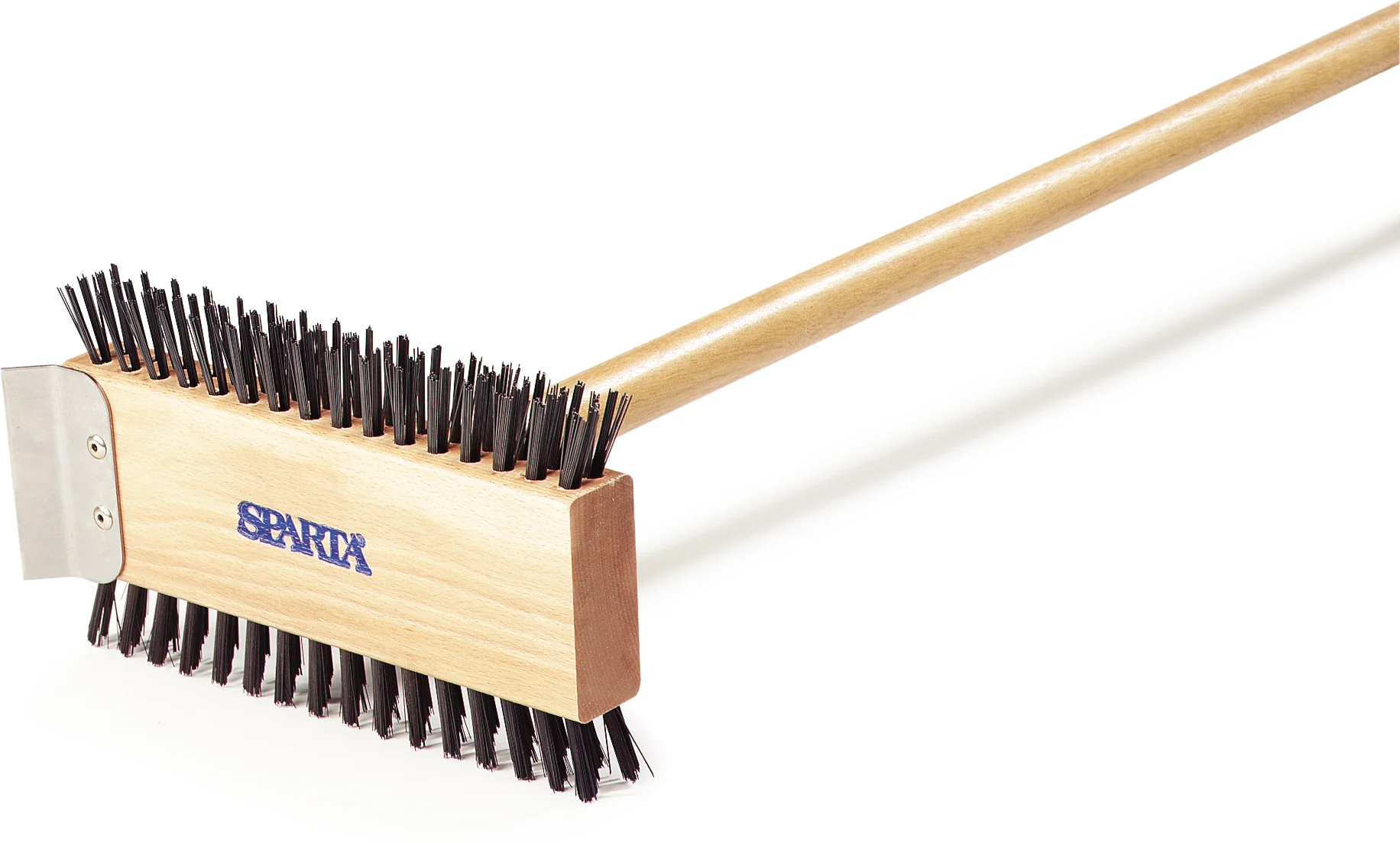 Carlisle 4002600 Sparta Broiler Master Grill Brush & Scraper with Carbon Steel Bristles and Wood Handle 30-1/2" OAL - Image 3