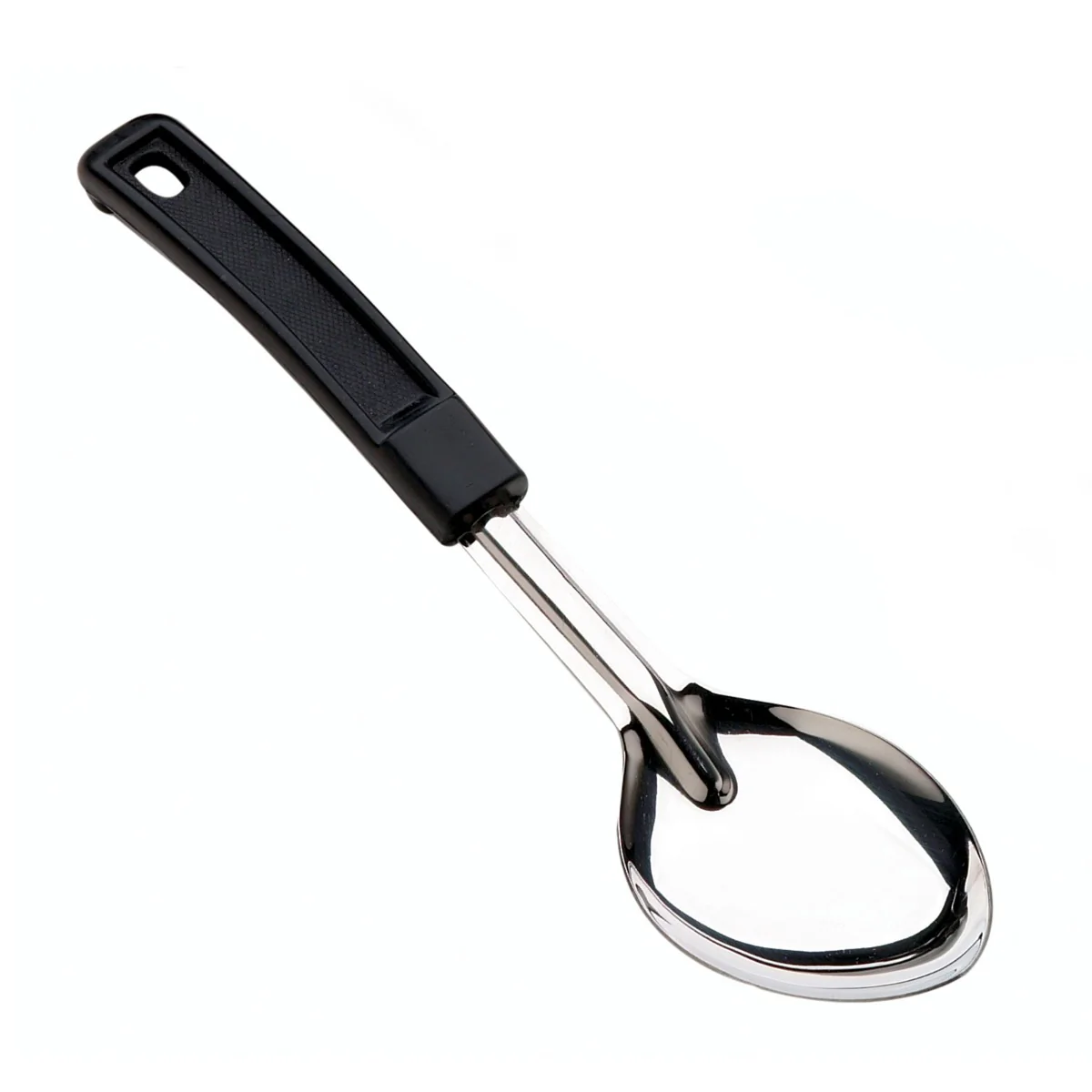 Browne 572351 Stainless Steel Solid Serving Spoon with Black Handle 15"