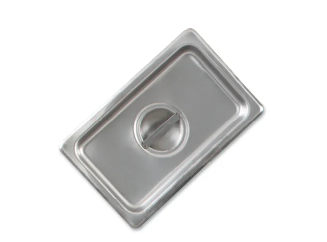 Browne 575528 Stainless Steel Solid Flat Steam Table Food Pan Cover with Handle - (1/1) Full-Size - Silver
