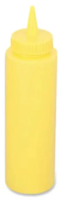 Browne 57800817 Mustard Squeeze Bottle with No-Drip Tip 8 oz. - Yellow - 6/Set - Image 3