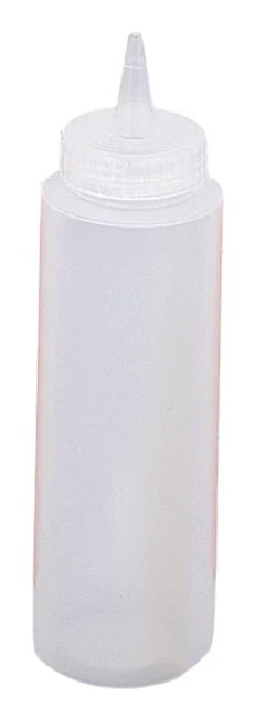 Browne 57801200 Dressing Squeeze Bottle with No-Drip Tip 12 oz. - Clear - 6/Set - Image 3