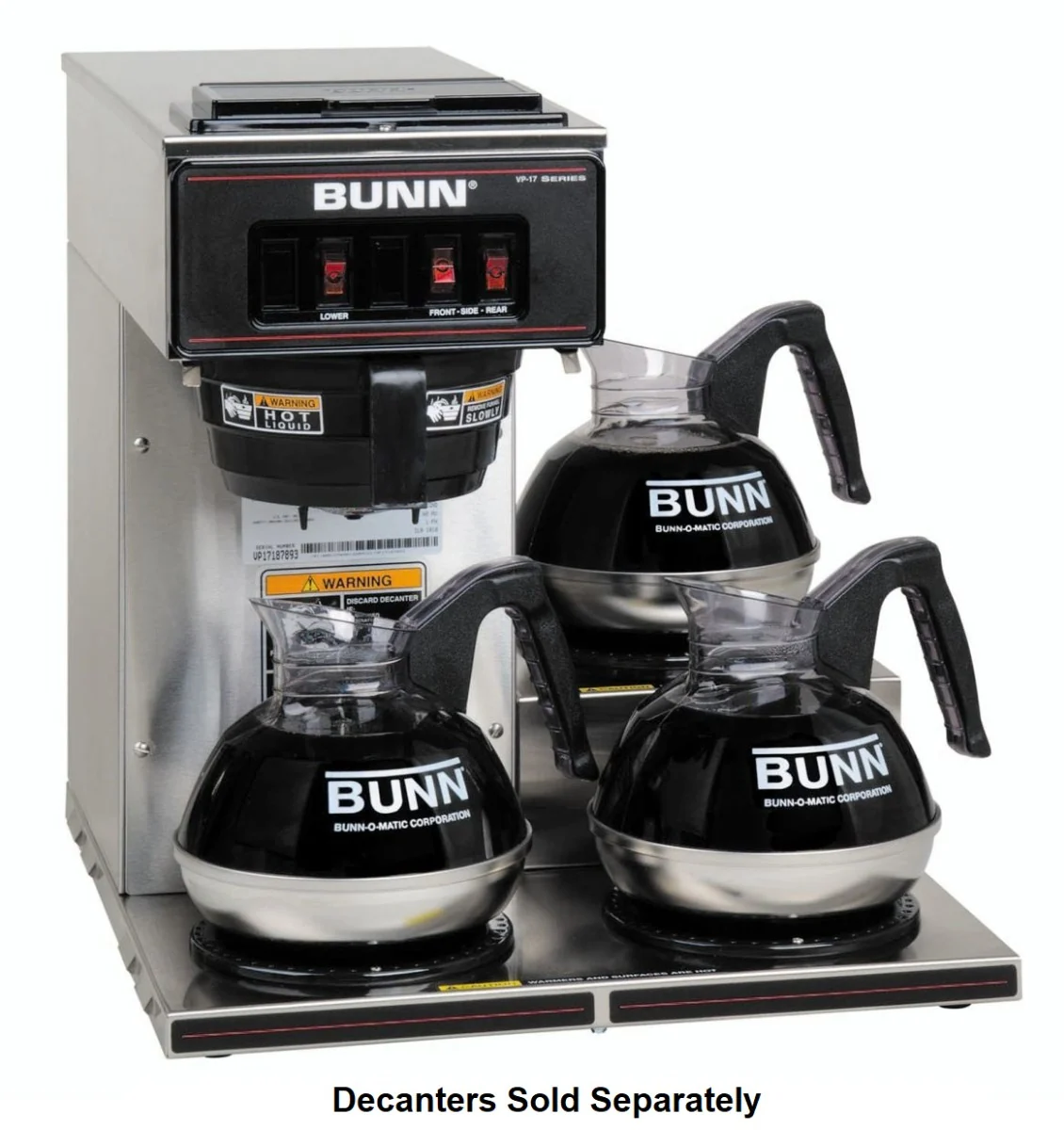 Bunn 13300.0003 VP17-3 Pourover Coffee Maker – 3 Warmers, 3.8 Gal/hr