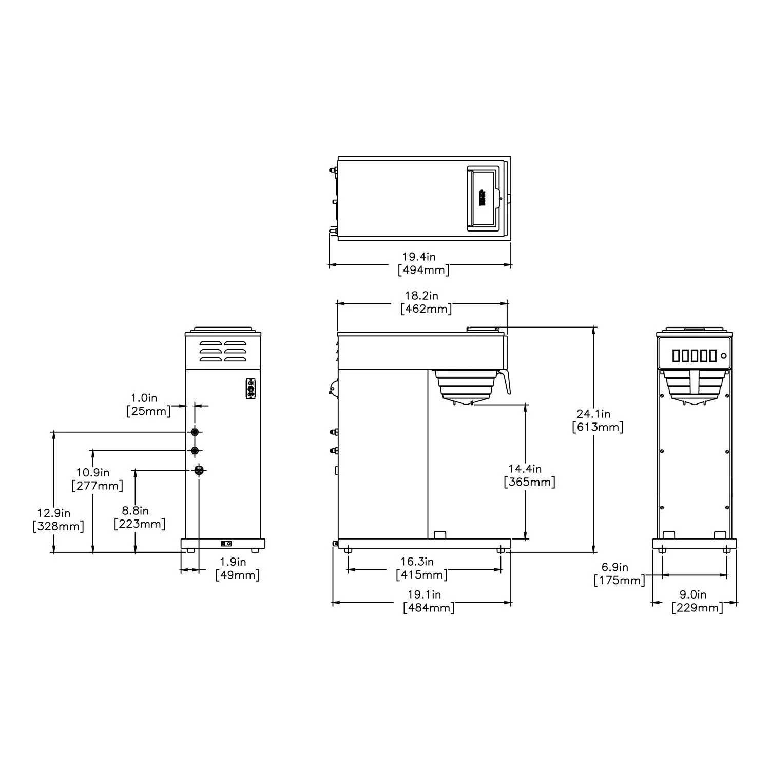 Bunn 23001.0000 CW15-APS Pourover Airpot Coffee Brewer with Black Plastic Funnel - 3-4/5 gal/hr - 120v - Image 3