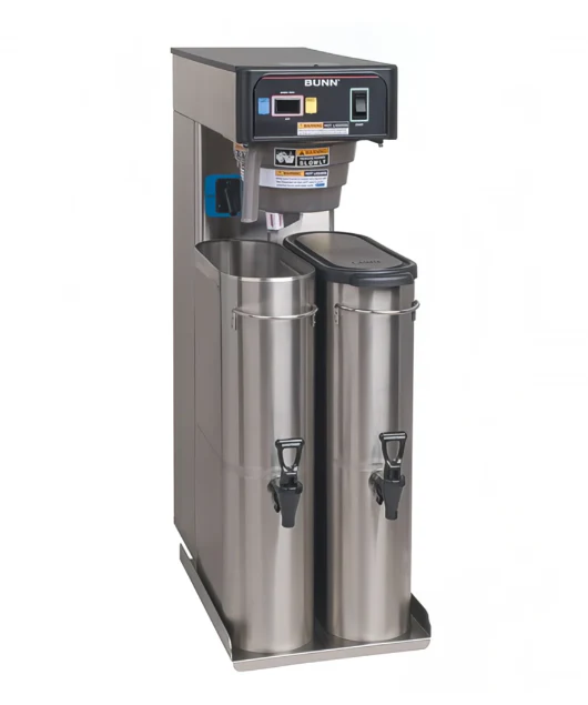 Bunn 36700.0300 TB6 Twin Iced Tea Brewer with Translucent Plastic Funnel and Rotating Brew Baskets (2) 3 gal. - 16.3 gal/hr - 120v