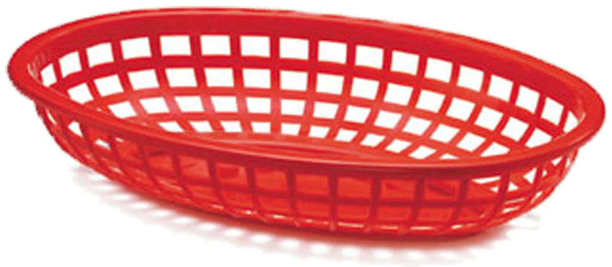 TableCraft 1074R Classic Plastic Oval Basket 9-1/4" x 6" - Red - 12/Case