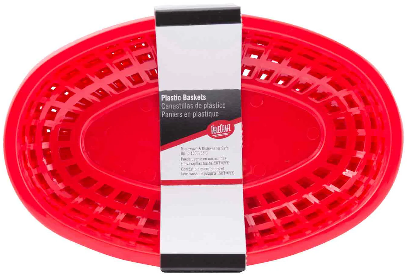 TableCraft 1074R Classic Plastic Oval Basket 9-1/4" x 6" - Red - 12/Case - Image 9