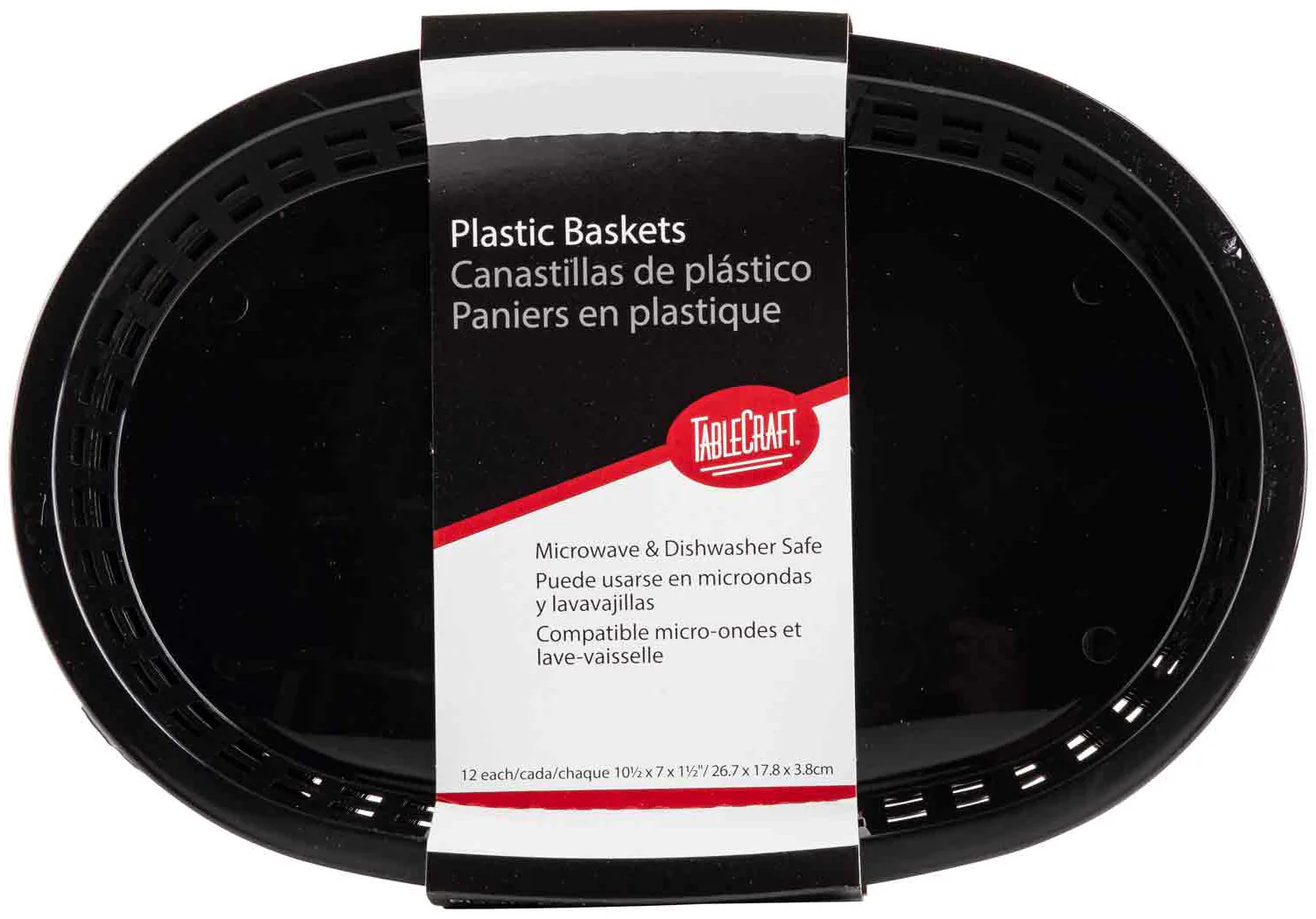TableCraft C1076BK Chicago Plastic Oval Platter Basket 10-1/2" x 7" x 1-1/2" - Black - 12/Case - Image 8