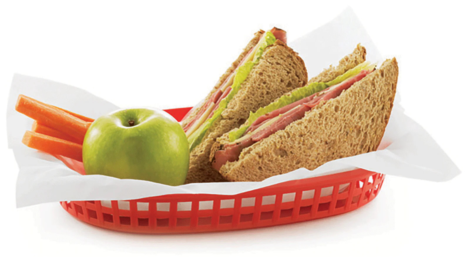 TableCraft C1076R Chicago Plastic Oval Platter Basket 10-1/2" x 7" x 1-1/2" - Red - 12/Case - Image 4