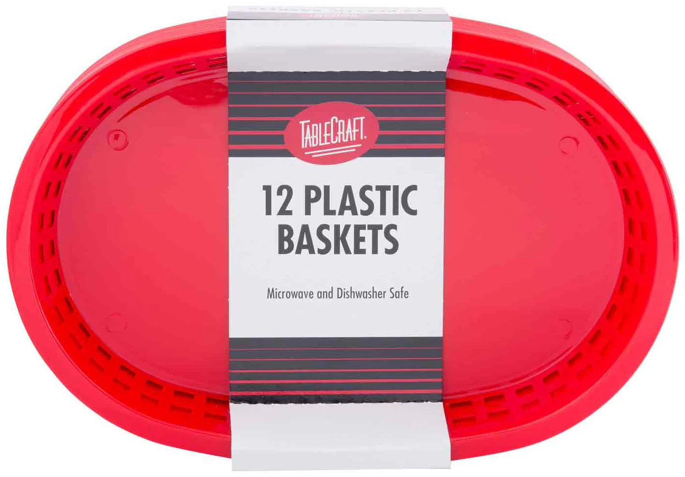 TableCraft C1076R Chicago Plastic Oval Platter Basket 10-1/2" x 7" x 1-1/2" - Red - 12/Case - Image 9