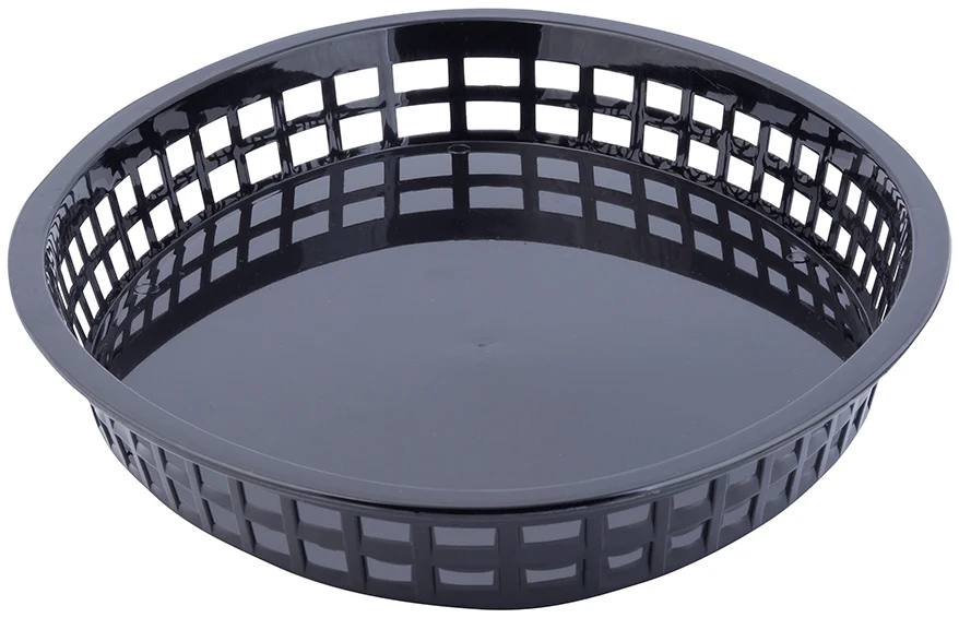 TableCraft C1086BK Texas Plastic Oval Platter Basket 12-3/4" x 9-1/2" x 1-1/2" - Black - 12/Case - Image 3
