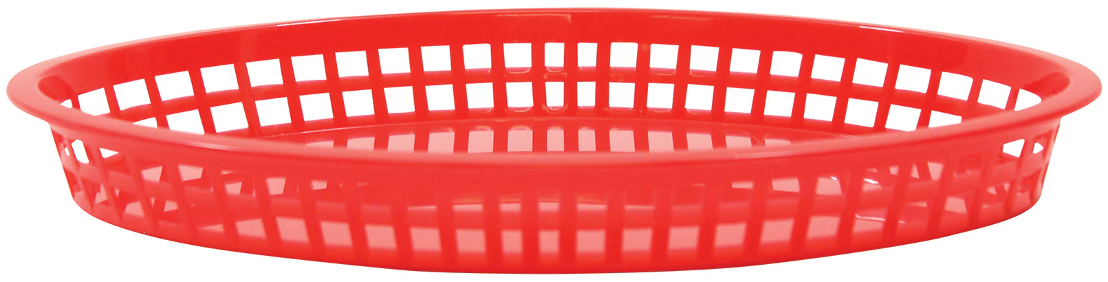 TableCraft 1086R Texas Plastic Oval Platter Basket 12-3/4" x 9-1/2" x 1-1/2" - Red - 12/Case - Image 2