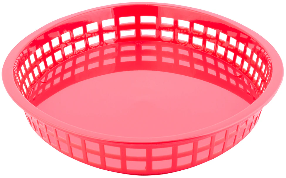TableCraft 1086R Texas Plastic Oval Platter Basket 12-3/4" x 9-1/2" x 1-1/2" - Red - 12/Case - Image 4
