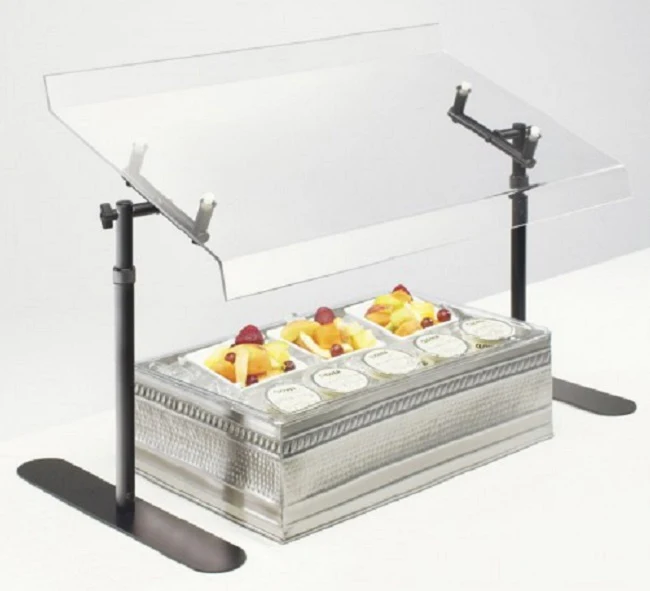 Cal-Mil 751-4 Portable Adjustable Angle Acrylic Sneezeguard with Black Metal Frame 48"