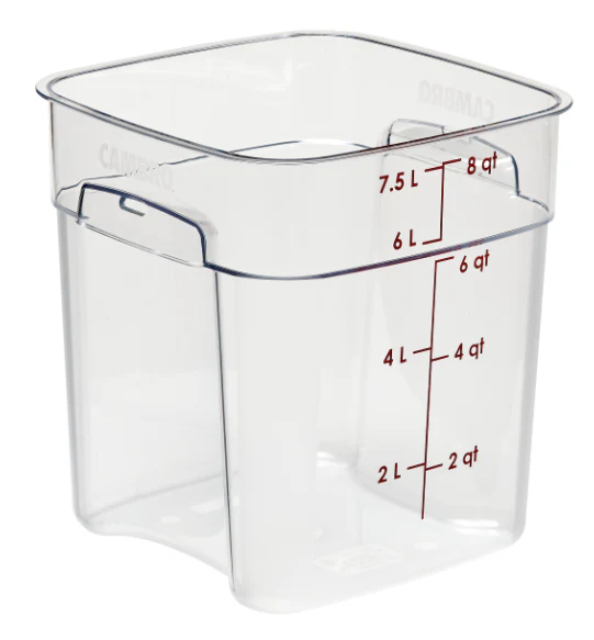 Cambro 18SFSPROCW135 18 qt CamSquare® FreshPro Food Container - Polycarbonate, Blue Graduation - 6ea/Case