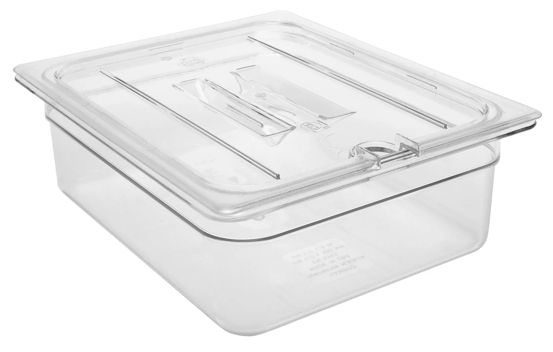 Cambro 20CWCHN135 Camwear Polycarbonate Food Pan Cover with Handle & Spoon Notch - 1/2 Size - Clear - Image 2