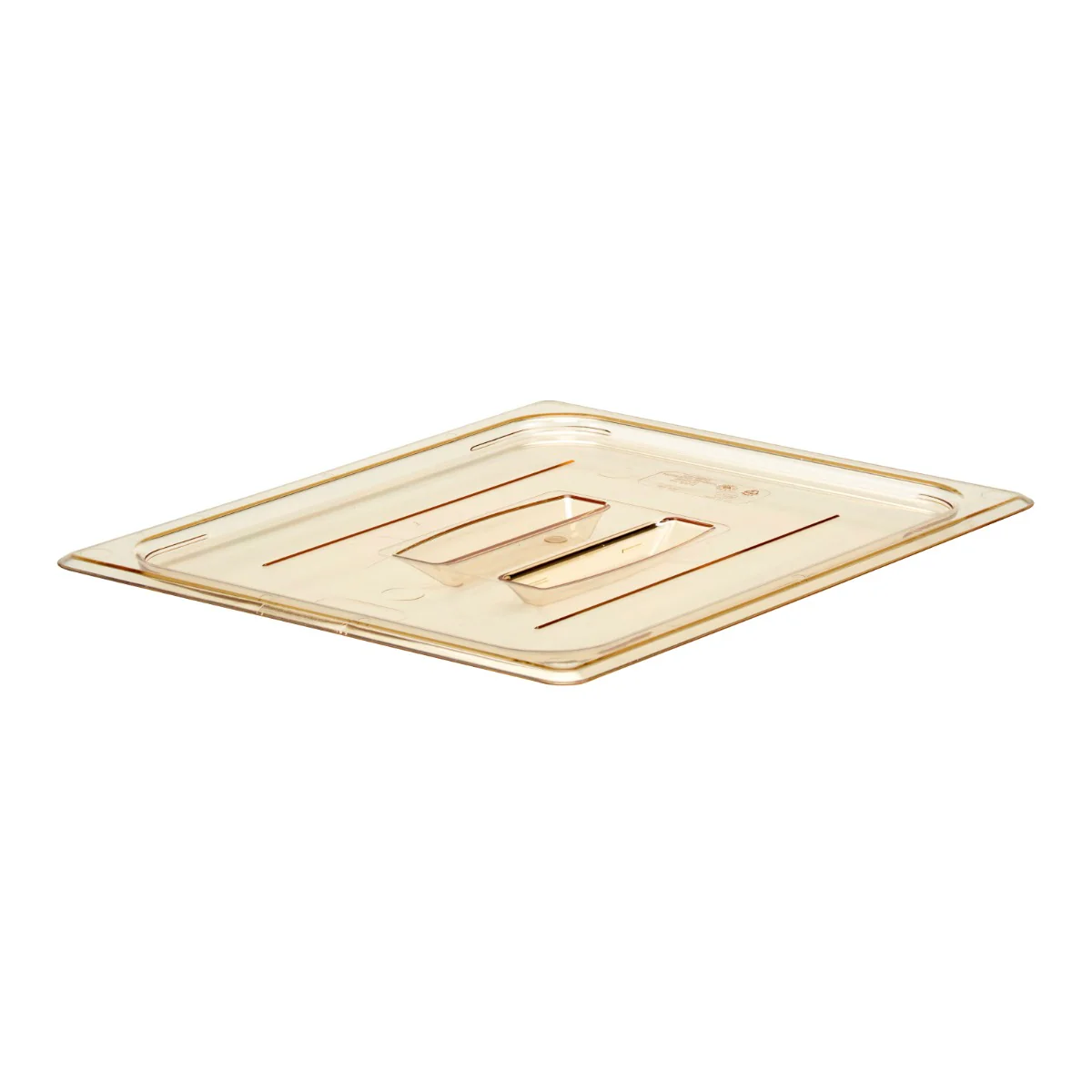Cambro 20HPCH150 H-Pan Plastic Hight Heat Food Pan Cover with Handle - 1/2 Size - Amber