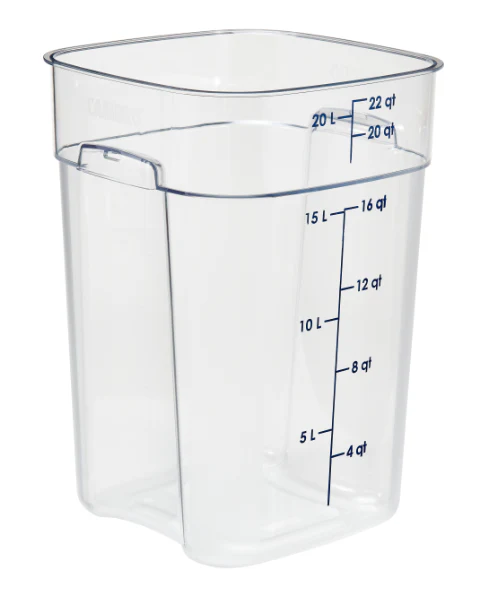 Cambro 22SFSPROCW135 22 qt CamSquare® FreshPro Food Container - Polycarbonate, Blue Graduation - 6ea/Case