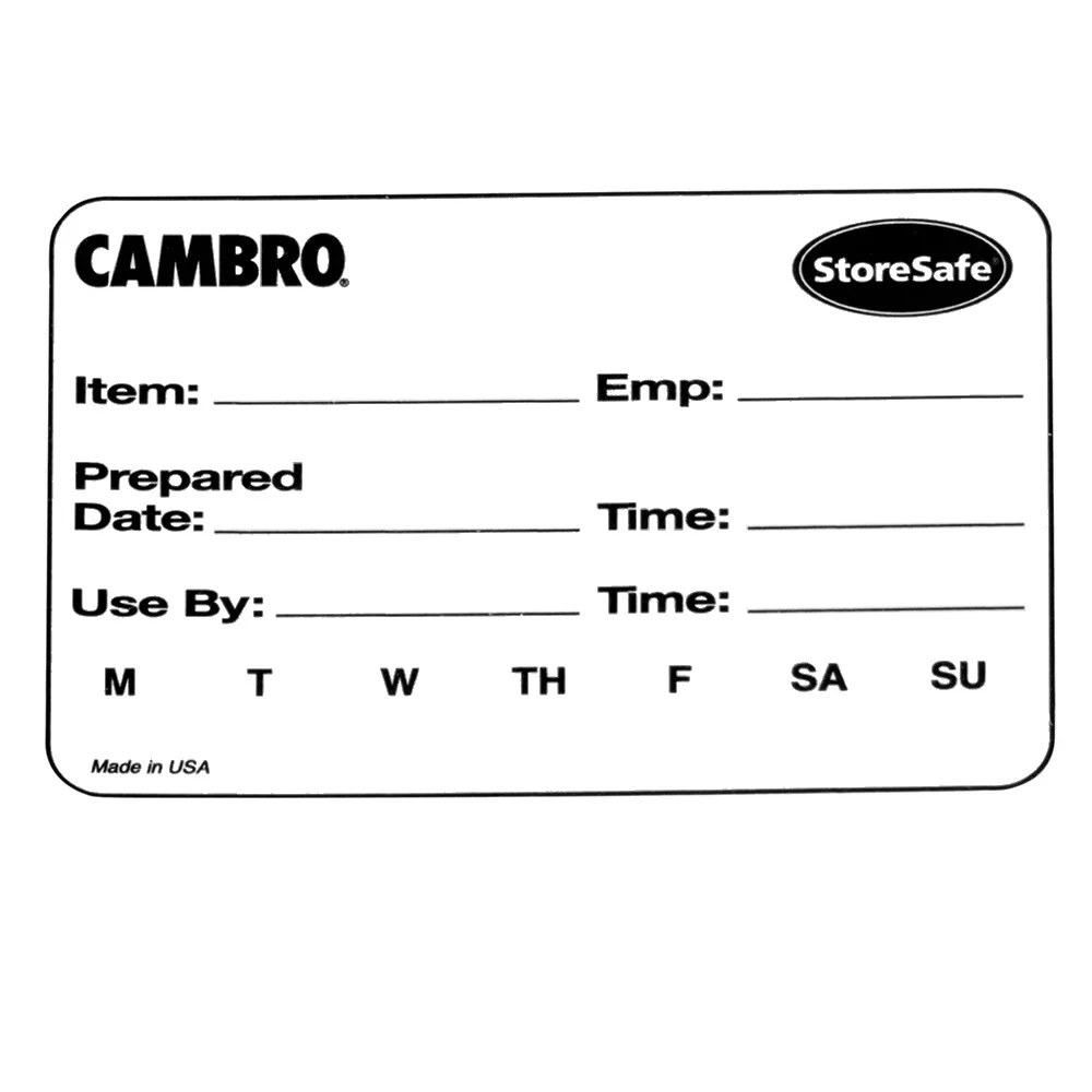 Cambro 23SLB250 StoreSafe Dissolvable Food Rotation Label 2" x 3" - White - 250/Roll - 24 Rolls/Case