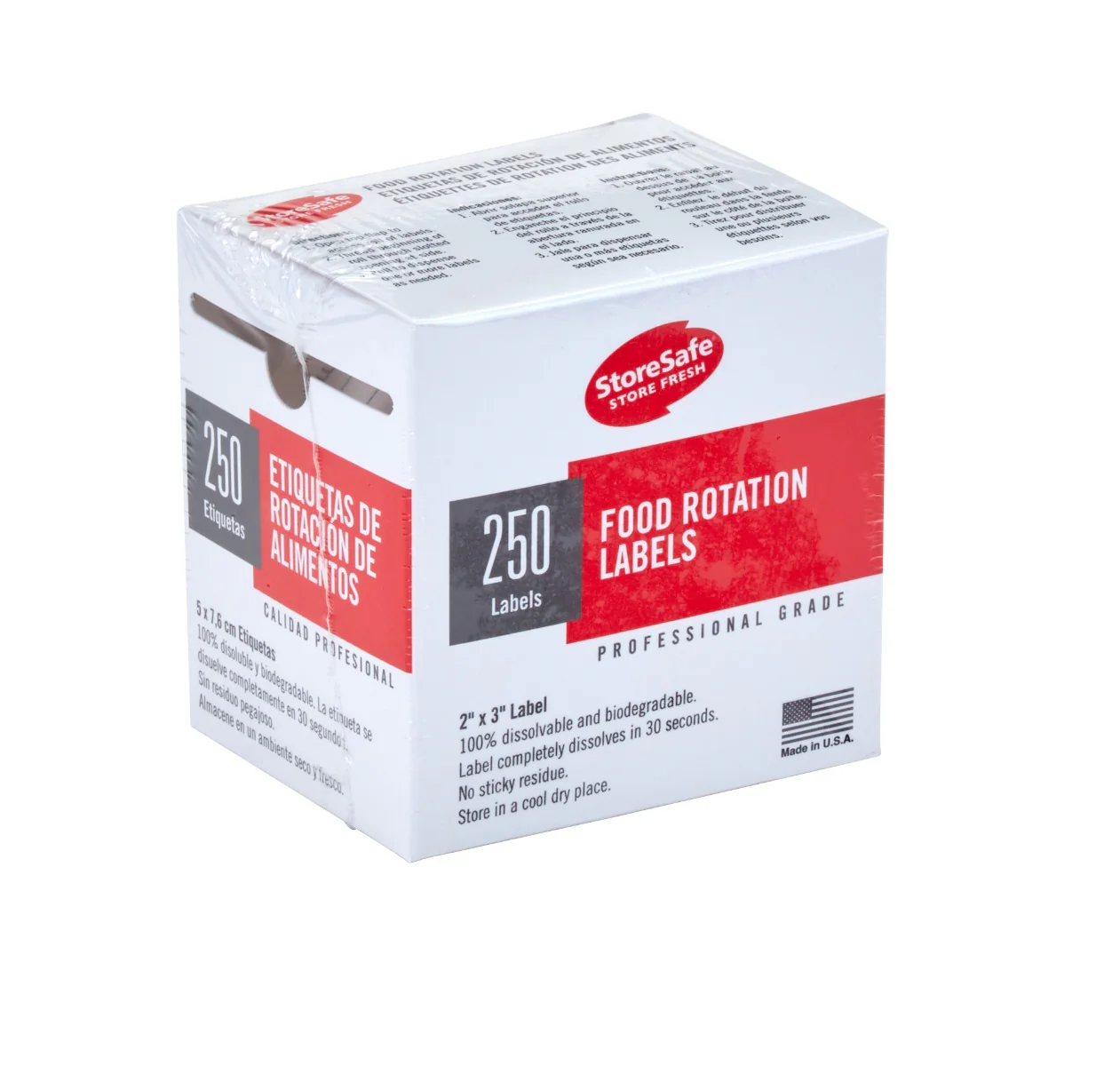 Cambro 23SLB250 StoreSafe Dissolvable Food Rotation Label 2" x 3" - White - 250/Roll - 24 Rolls/Case - Image 20