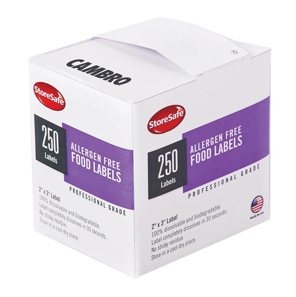 Cambro 23SLB250 StoreSafe Dissolvable Food Rotation Label 2" x 3" - White - 250/Roll - 24 Rolls/Case - Image 3