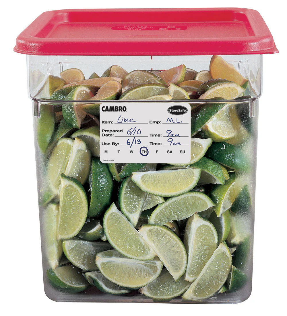 Cambro 23SLB250 StoreSafe Dissolvable Food Rotation Label 2" x 3" - White - 250/Roll - 24 Rolls/Case - Image 4