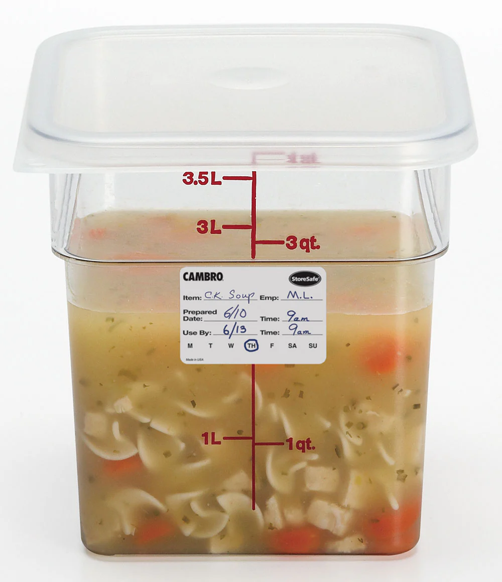 Cambro 23SLB250 StoreSafe Dissolvable Food Rotation Label 2" x 3" - White - 250/Roll - 24 Rolls/Case - Image 5
