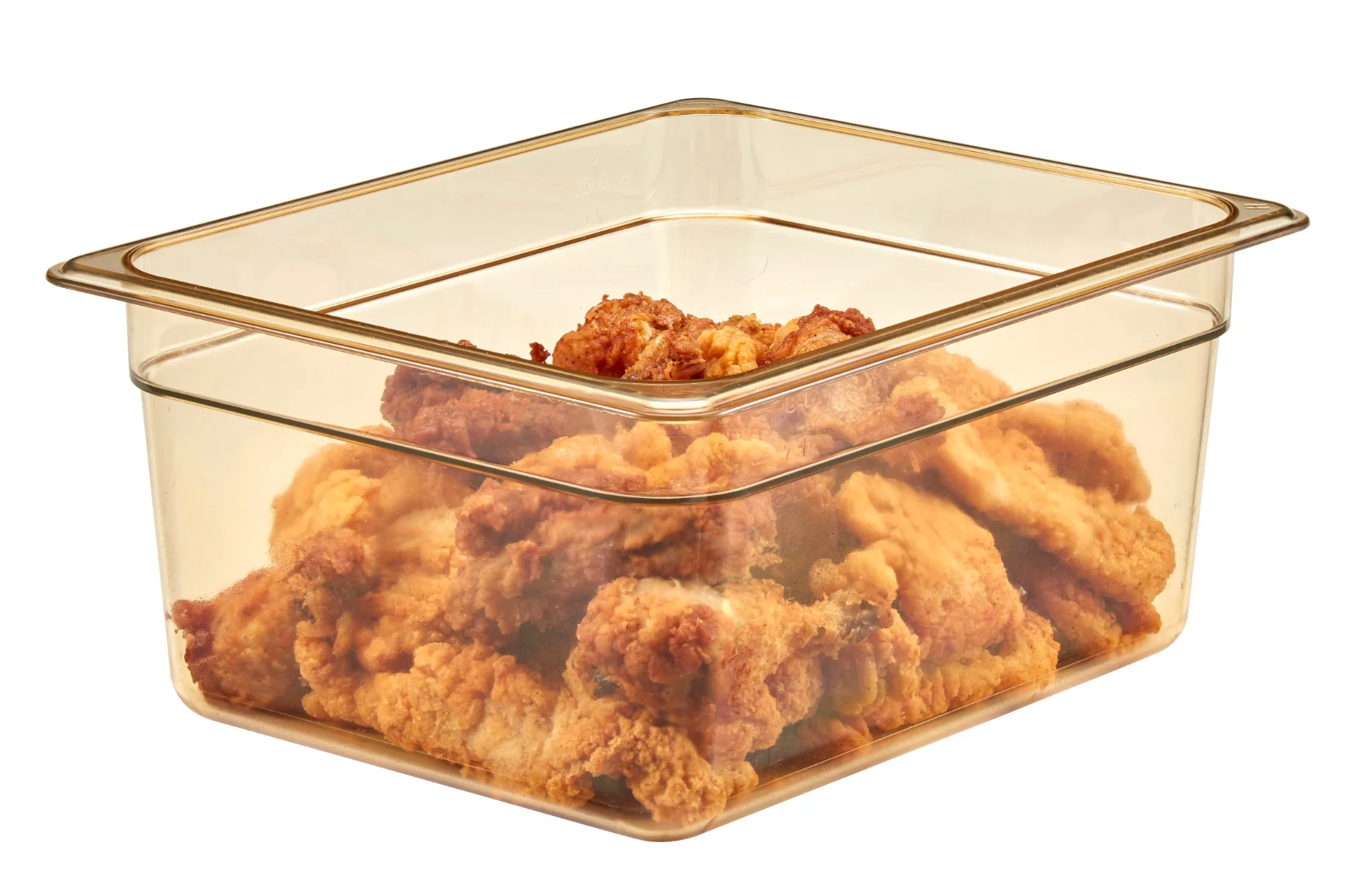 Cambro 26HP150 H-Pan High Heat Plastic Food Pan 6" Deep - 1/2 Size - Amber - Image 4