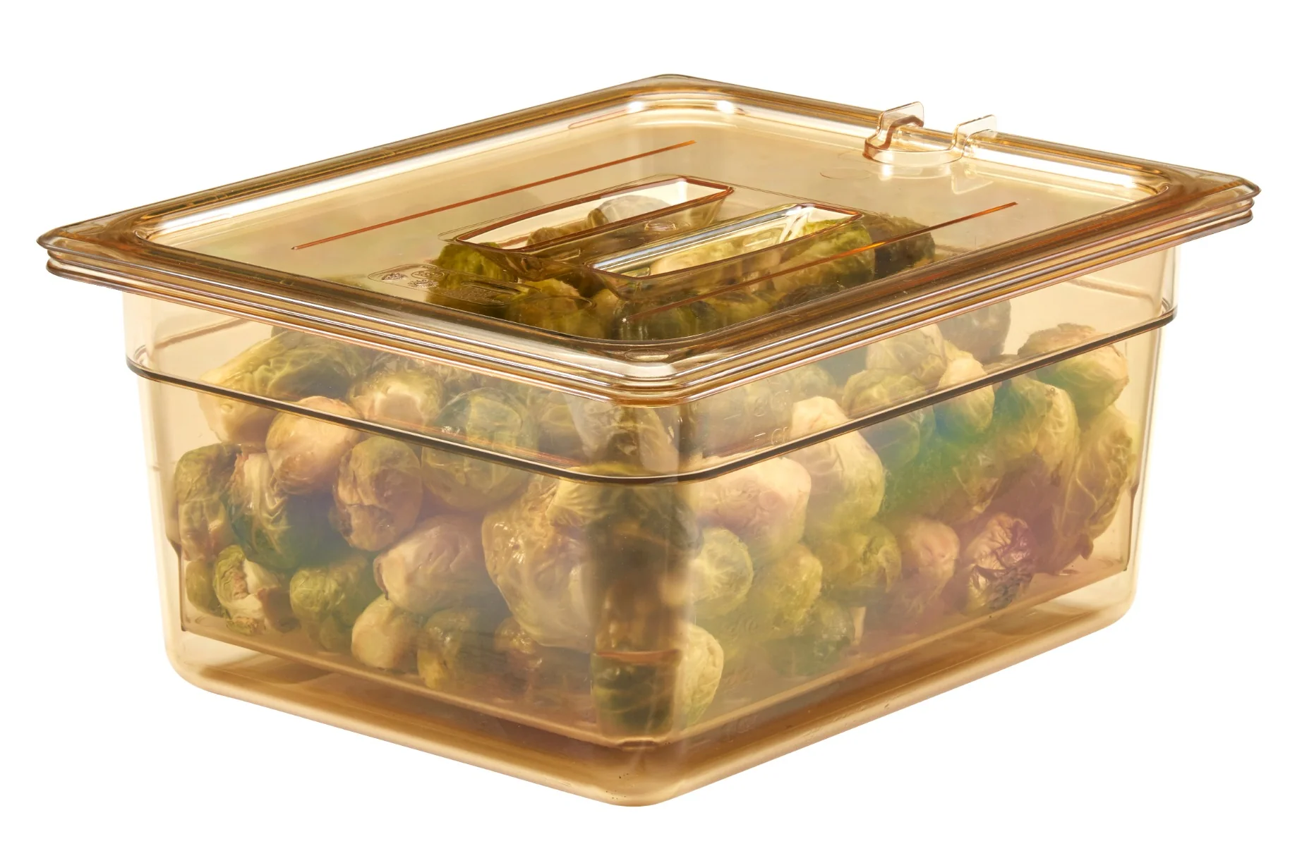 Cambro 26HP150 H-Pan High Heat Plastic Food Pan 6" Deep - 1/2 Size - Amber - Image 7