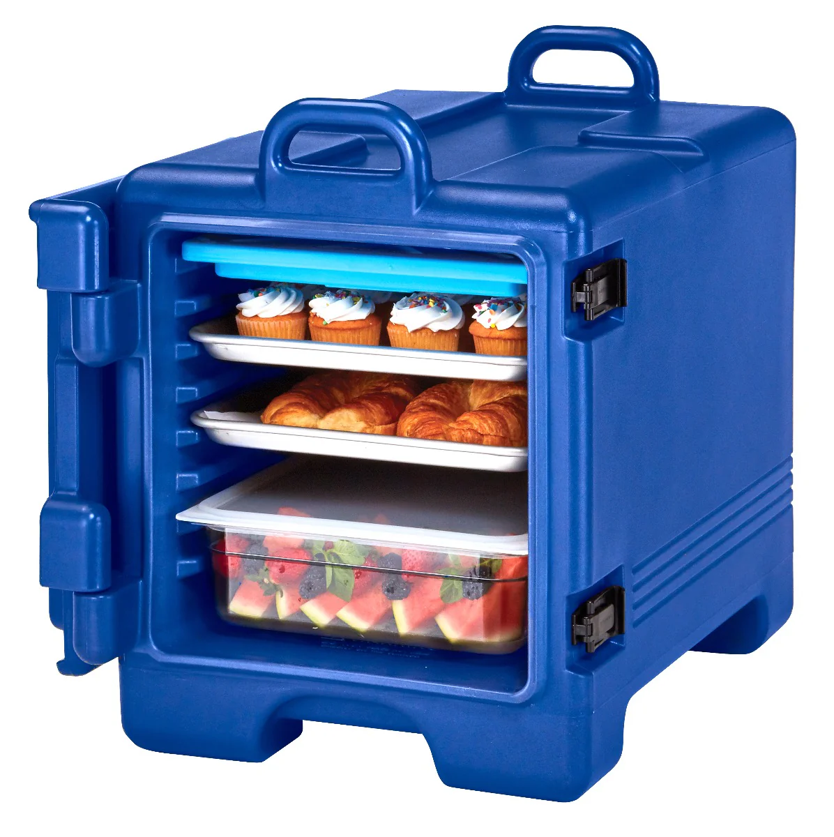Cambro UPC300186 Ultra Pan Carrier Front Loading Insulated Food Pan Carrier 17" 36 qt. - Navy Blue - (4) Full Size 2-1/2" Deep Pan Capacity - Image 5