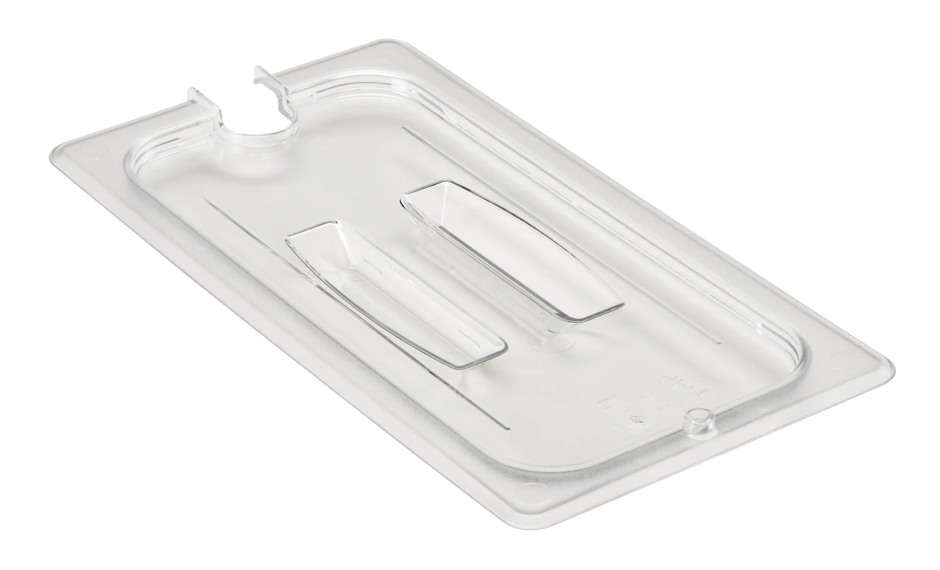 Cambro 30CWCHN135 Camwear Polycarbonate Food Pan Cover with Handle & Spoon Notch - 1/3 Size - Clear