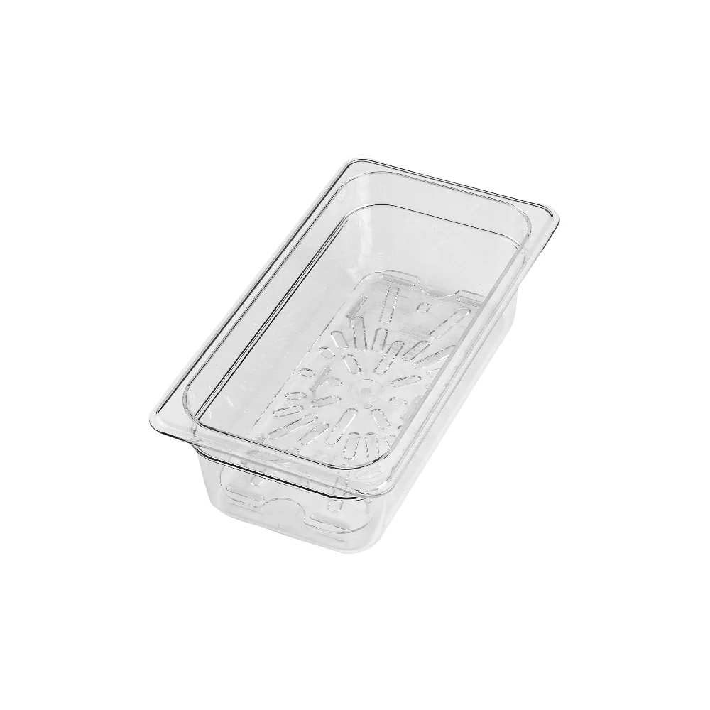 Cambro 30CWD135 Camwear Polycarbonate Food Pan Drain Tray - 1/3 Size - Clear - Image 3