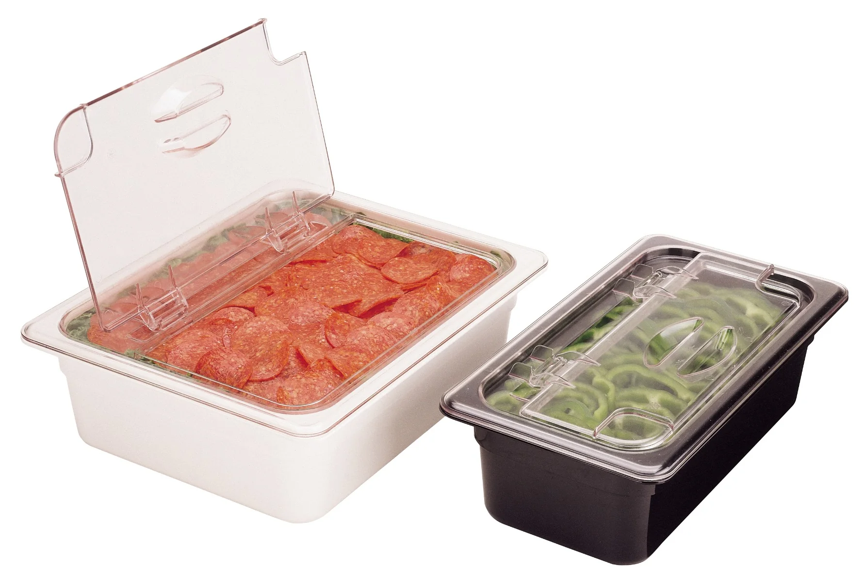Cambro 30CWLN135 Camwear FlipLid Polycarbonate Food Pan Cover with Spoon Notch - 1/3 Size - Clear - Image 2