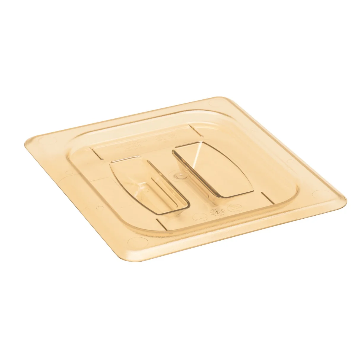 Cambro 60HPCH150 H-Pan Plastic Hight Heat Food Pan Cover with Handle - 1/6 Size - Amber