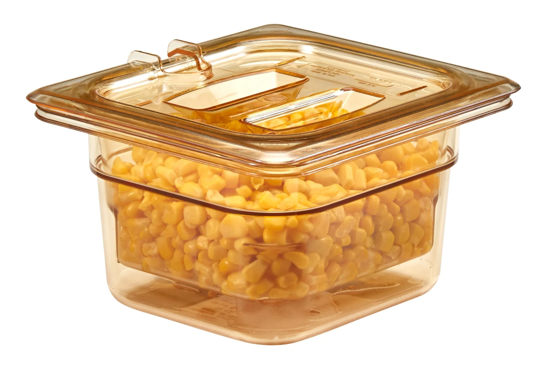 Cambro 64HP150 H-Pan High Heat Plastic Food Pan 4" Deep - 1/6 Size - Amber - Image 3