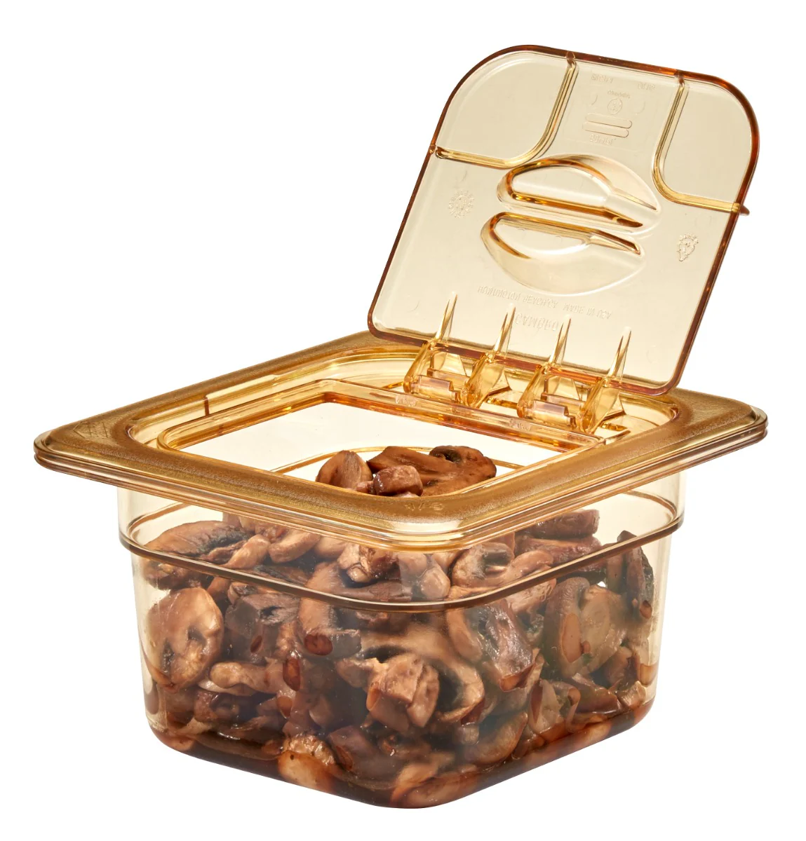 Cambro 64HP150 H-Pan High Heat Plastic Food Pan 4" Deep - 1/6 Size - Amber - Image 4