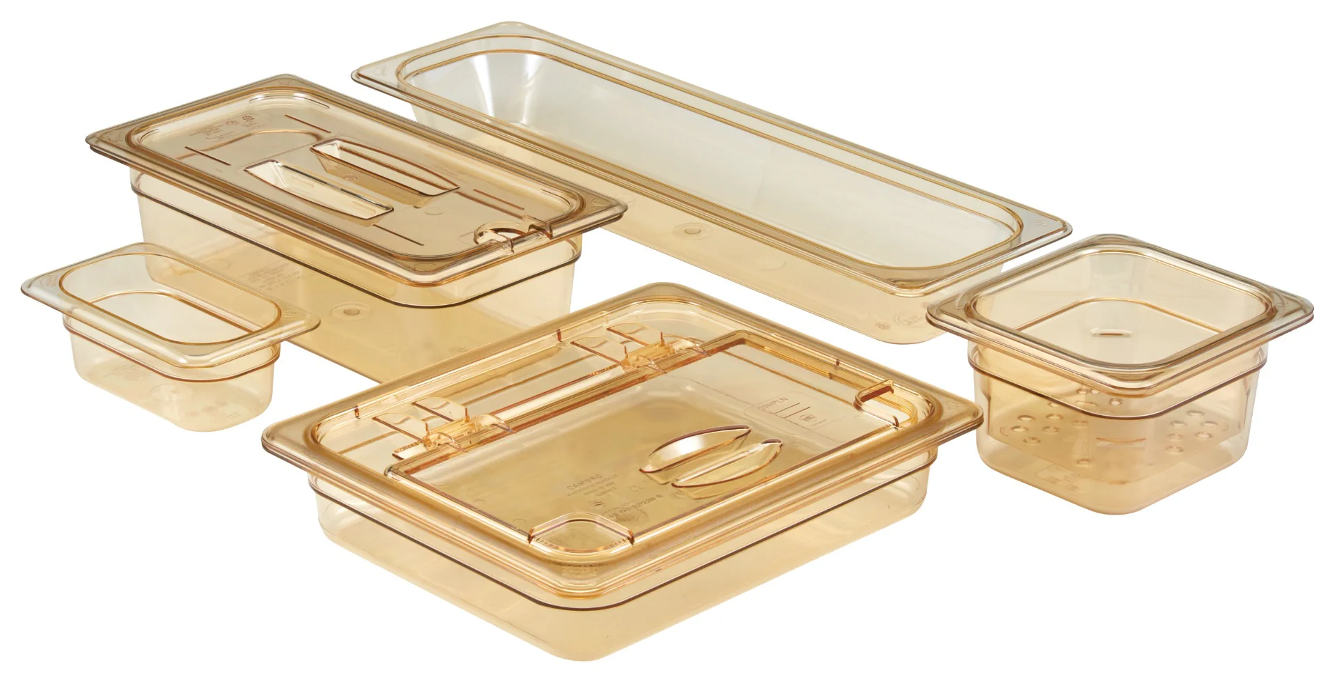 Cambro 64HP150 H-Pan High Heat Plastic Food Pan 4" Deep - 1/6 Size - Amber - Image 8