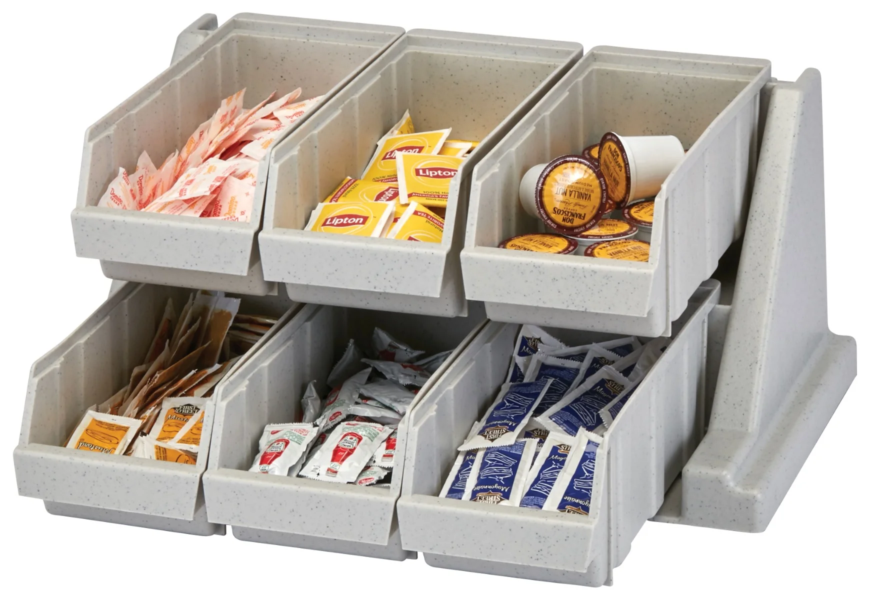 Cambro 6RS6480 Versa Condiment Organizer Rack with 6 Bins - Speckled Gray - Image 6